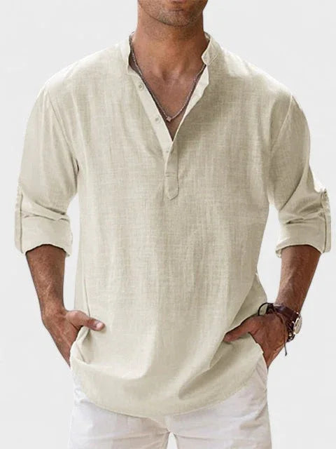 Beige claro / S NERO | CAMISA DE LINO TRANSPIRABLE DE ALTA CALIDAD ZYRO