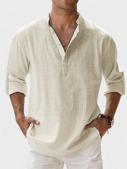 Beige claro / S NERO | CAMISA DE LINO TRANSPIRABLE DE ALTA CALIDAD ZYRO