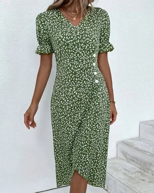 green / S TINE | VESTIDO DE MANGA CORTA FLORAL ZYRO