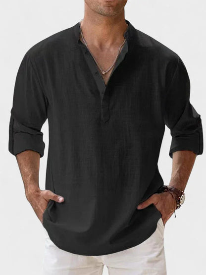 Negro / S NERO | CAMISA DE LINO TRANSPIRABLE DE ALTA CALIDAD ZYRO